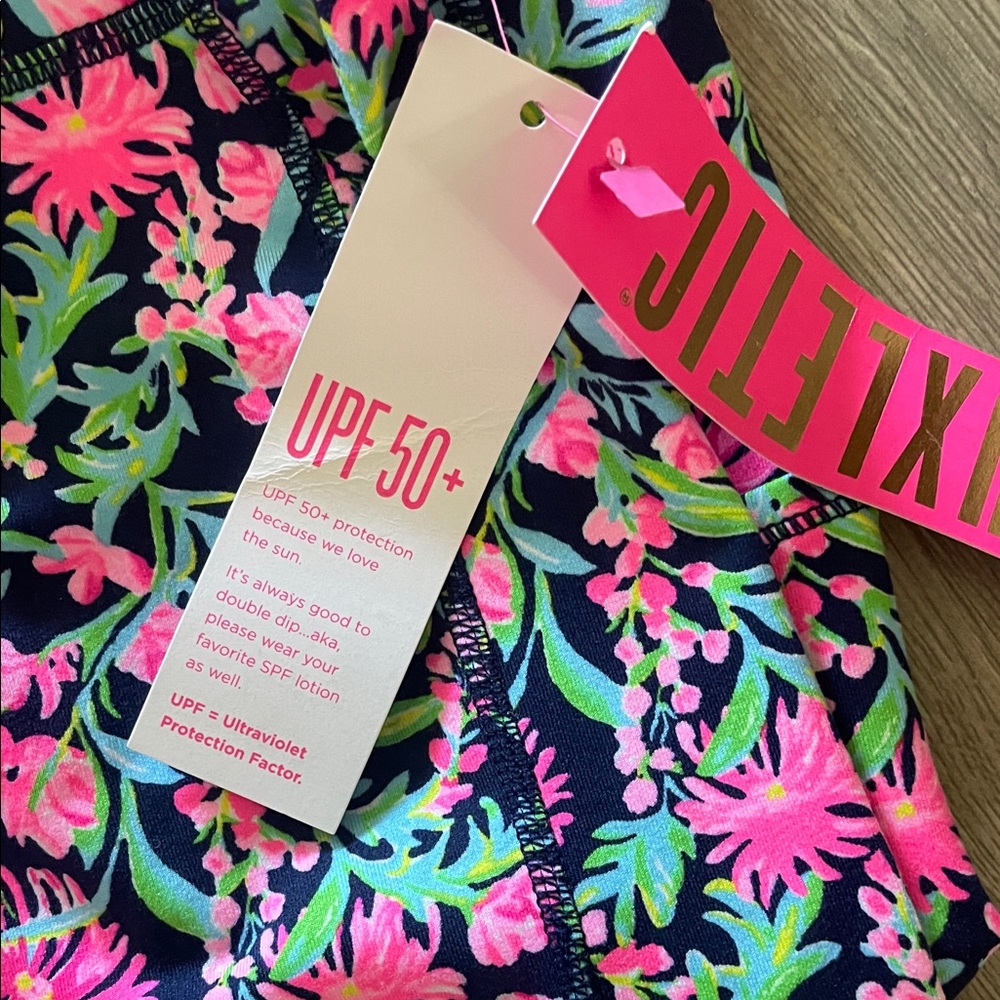 Lilly Pulitzer Pink and Green Floral Leggings XS NEW - Picture 9 of 9